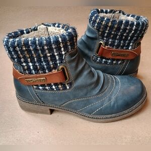 Spring Step Citrine Women's Sz 40 US 9 Blue Bootie Leather Ankle Comfort